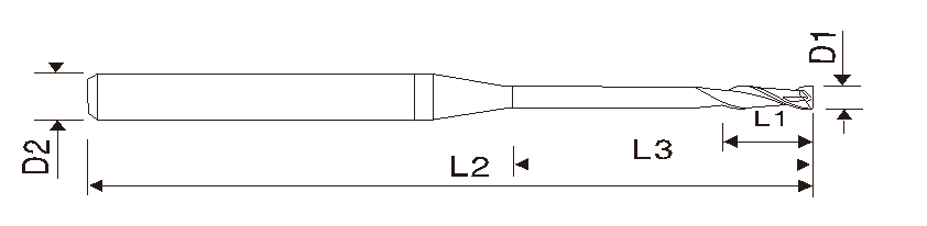 Fresa de extremo cuadrado de 2 filos EMA13 (cuello largo)