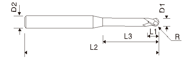 Fresa de extremo redondo de 2 filos EMB12 (micro-grano)