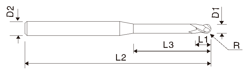 Fresa de extremo redondo de 2 filos X5070 EMC12 (micro-grano)